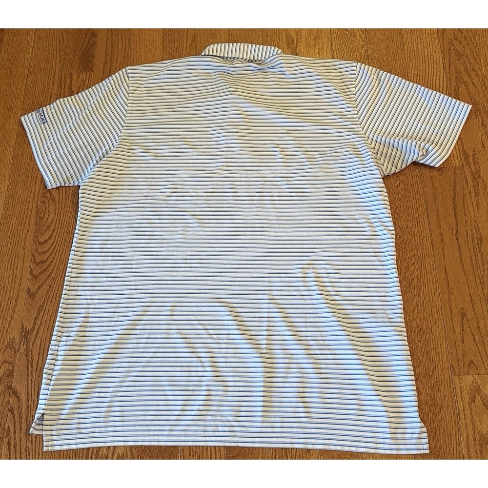 Holderness & Bourne Polo Golf Shirt Mens XL Tailored Fit Blue Striped Embroidery - Picture 3 of 8